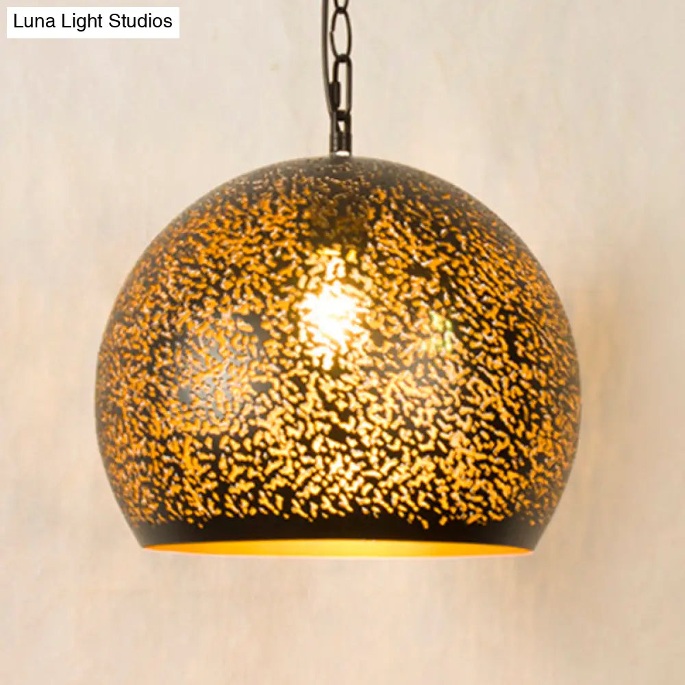 Brass Laser Cut Art Deco Hanging Lamp With 1 Bulb