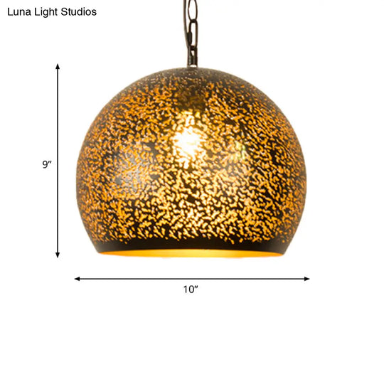 Brass Laser Cut Art Deco Hanging Lamp With 1 Bulb