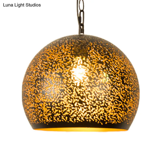 Brass Laser Cut Art Deco Hanging Lamp With 1 Bulb