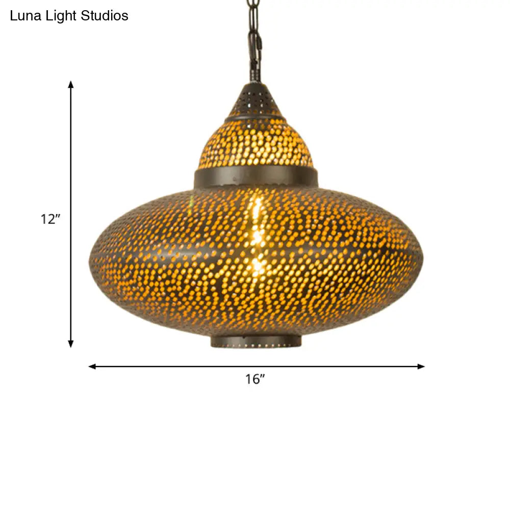 Brass Laser Cut Art Deco Hanging Lamp With 1 Bulb