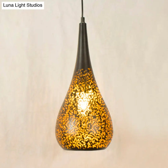 Brass Laser Cut Art Deco Hanging Lamp With 1 Bulb