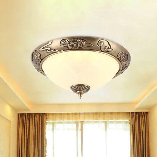 Brass Led Colonial Dome Ceiling Light In Opal Glass 12’/16’ For Bedroom / 12’