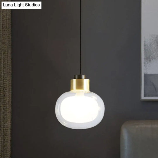 Brass Led Pendant Light With Clear Glass Shade