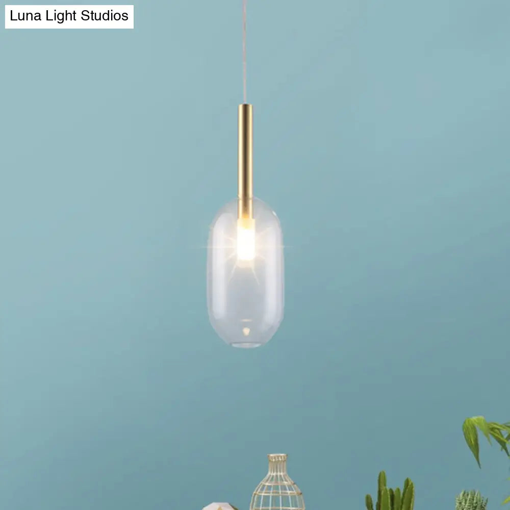 Simple Brass Led Pendant Ceiling Lamp With Clear Glass Shade For Living Room