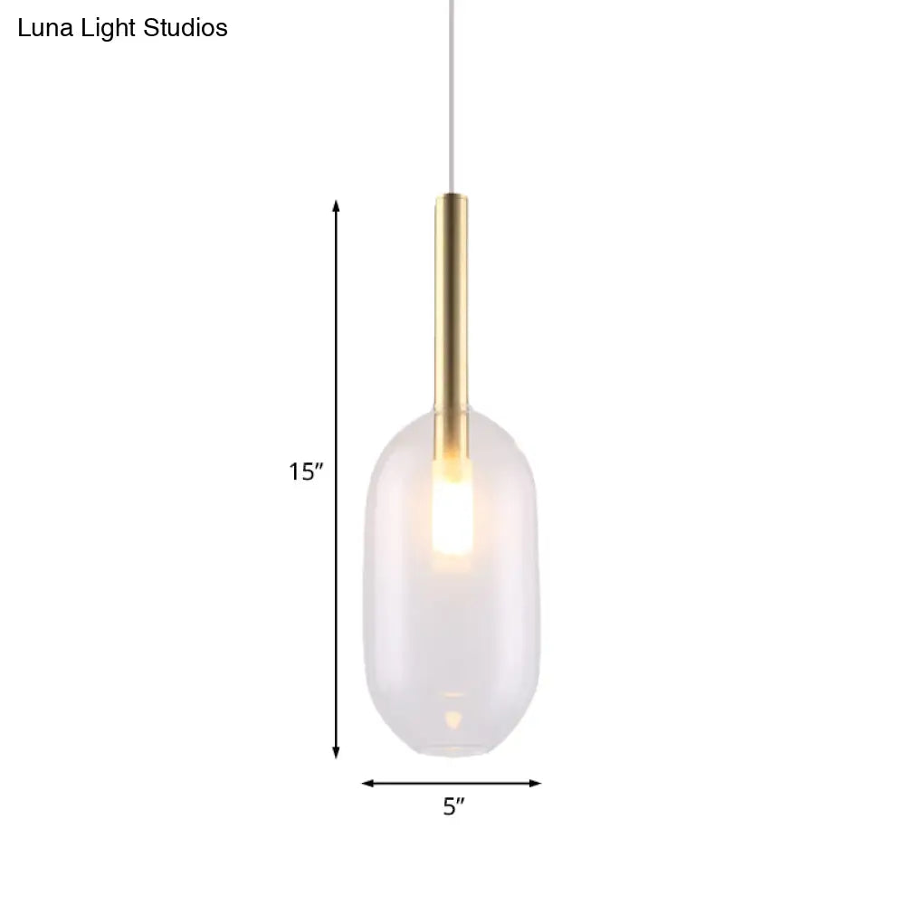 Brass Led Pendant Lamp With Clear Glass Shade For Stylish Living Room