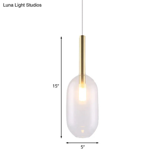 Simple Brass Led Pendant Ceiling Lamp With Clear Glass Shade For Living Room