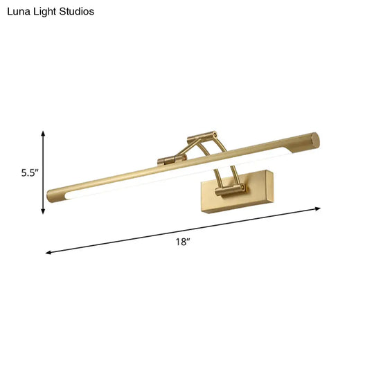 Brass Led Swing Arm Wall Lamp - Minimalistic Vanity Light For Mirror Cabinet