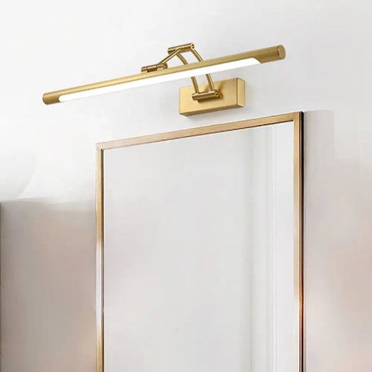 Brass Led Swing Arm Wall Lamp - Minimalistic Vanity Light For Mirror Cabinet