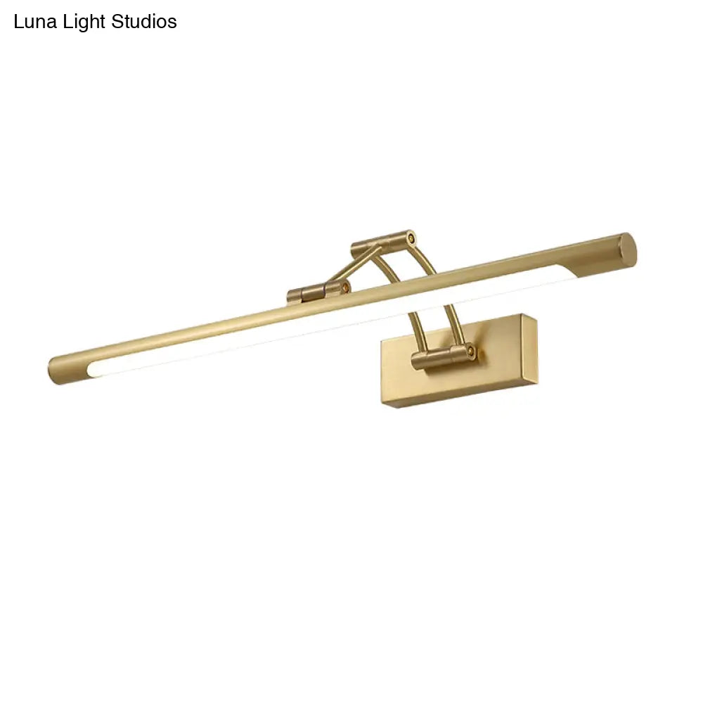 Brass Led Swing Arm Wall Lamp - Minimalistic Vanity Light For Mirror Cabinet