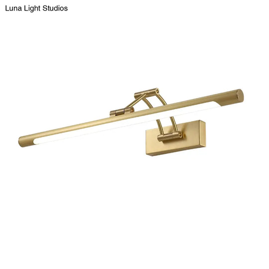 Brass Led Swing Arm Wall Lamp - Minimalistic Vanity Light For Mirror Cabinet