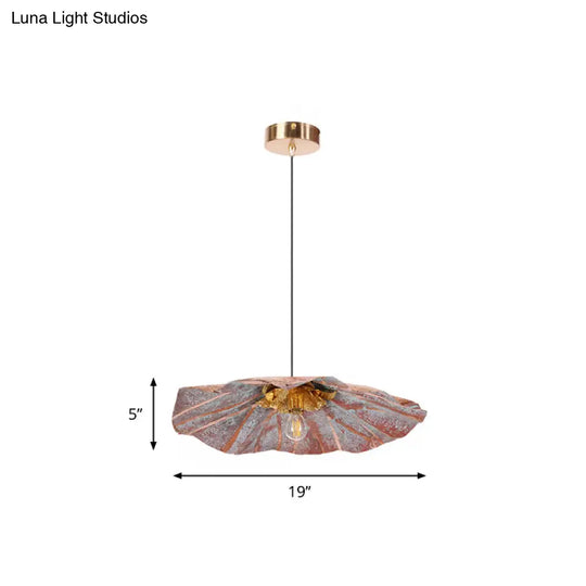 Brass Lotus Hanging Ceiling Light For Dining Room - 1 Metal Pendant Head