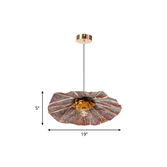 Brass Lotus Hanging Ceiling Light For Dining Room - 1 Metal Pendant Head / F