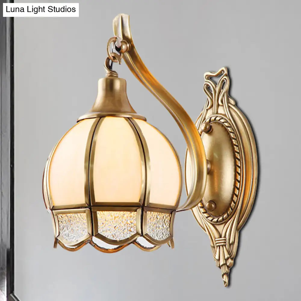 Brass Metal Floral Sconce - Traditional 1/2 Head Wall Light For Dining Room