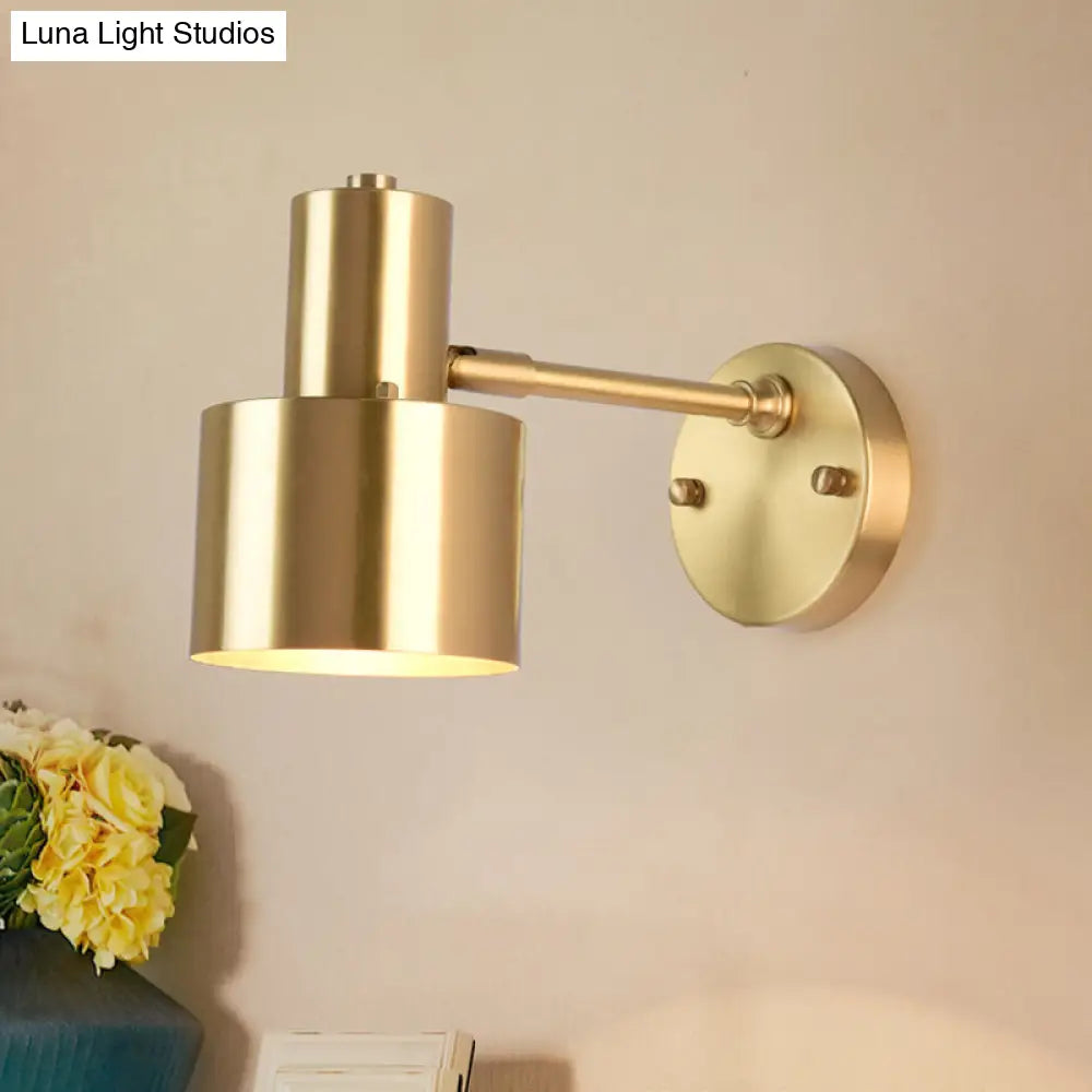 Brass Metal Geometry Wall Sconce - Modern 1 Bulb Light Fixture For Dining Room