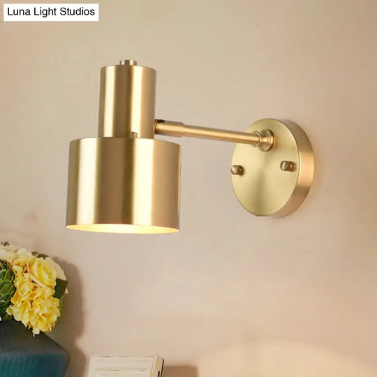 Brass Metal Geometry Wall Sconce - Modern 1 Bulb Light Fixture For Dining Room