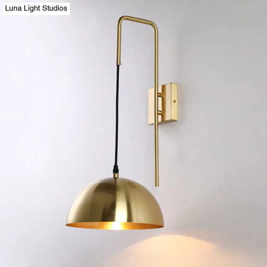 Brass Modernist Dome Sconce - Stylish 1-Bulb Wall Mounted Light Fixture For Bedroom