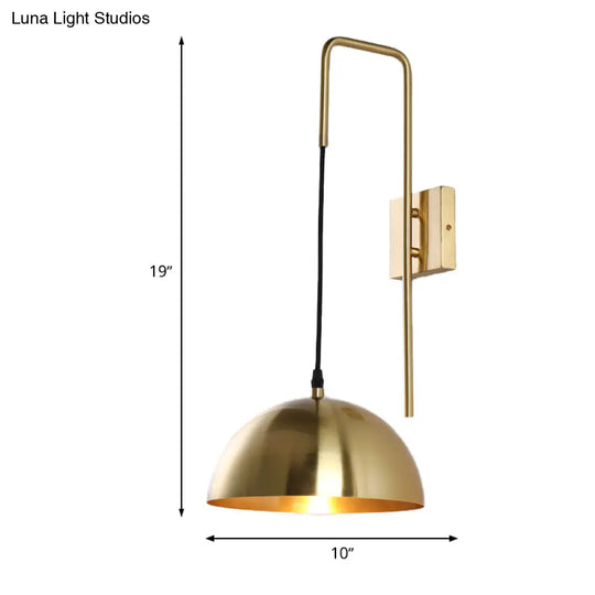 Brass Modernist Dome Sconce - Stylish 1-Bulb Wall Mounted Light Fixture For Bedroom