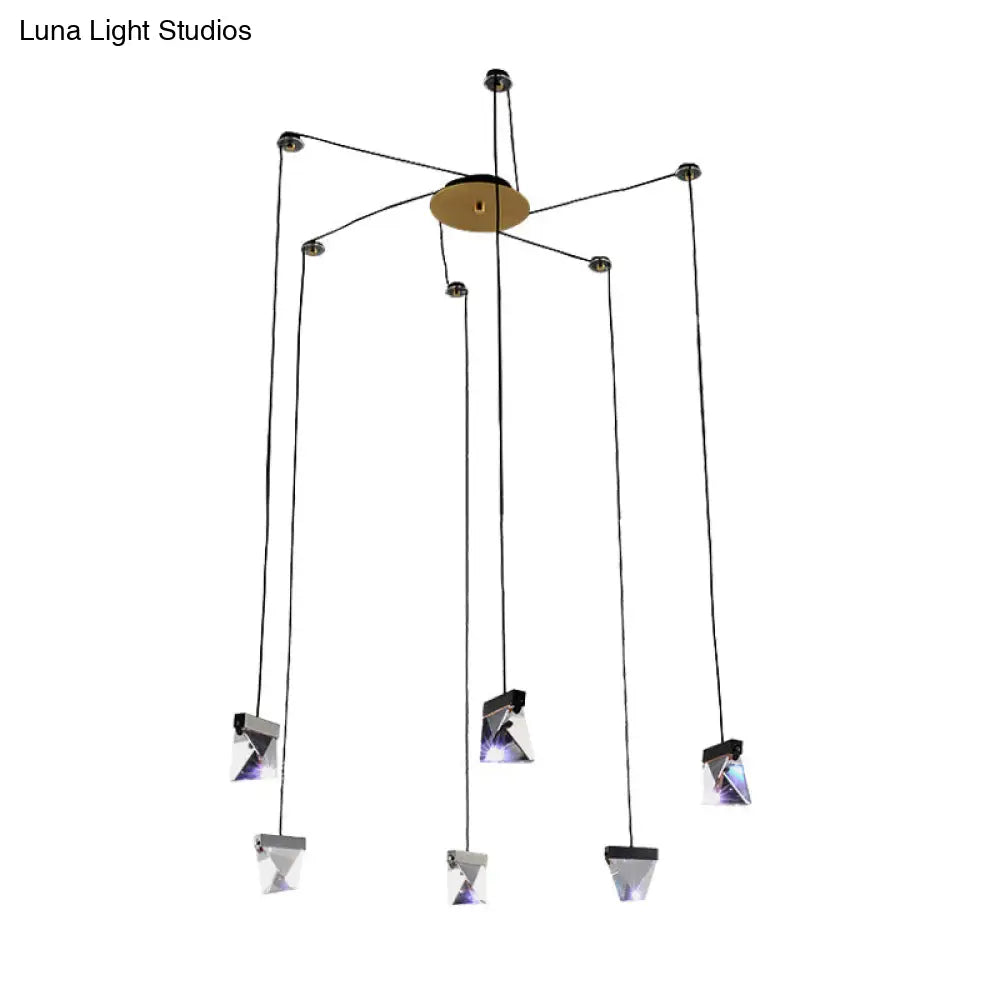 Gorgeous 3/6-Light Gem Multi Ceiling Pendant Lamp Kit With Led Beveled Crystal And Simple Brass