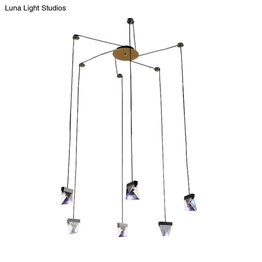 Gorgeous 3/6-Light Gem Multi Ceiling Pendant Lamp Kit With Led Beveled Crystal And Simple Brass