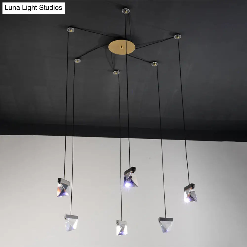 Gorgeous 3/6-Light Gem Multi Ceiling Pendant Lamp Kit With Led Beveled Crystal And Simple Brass