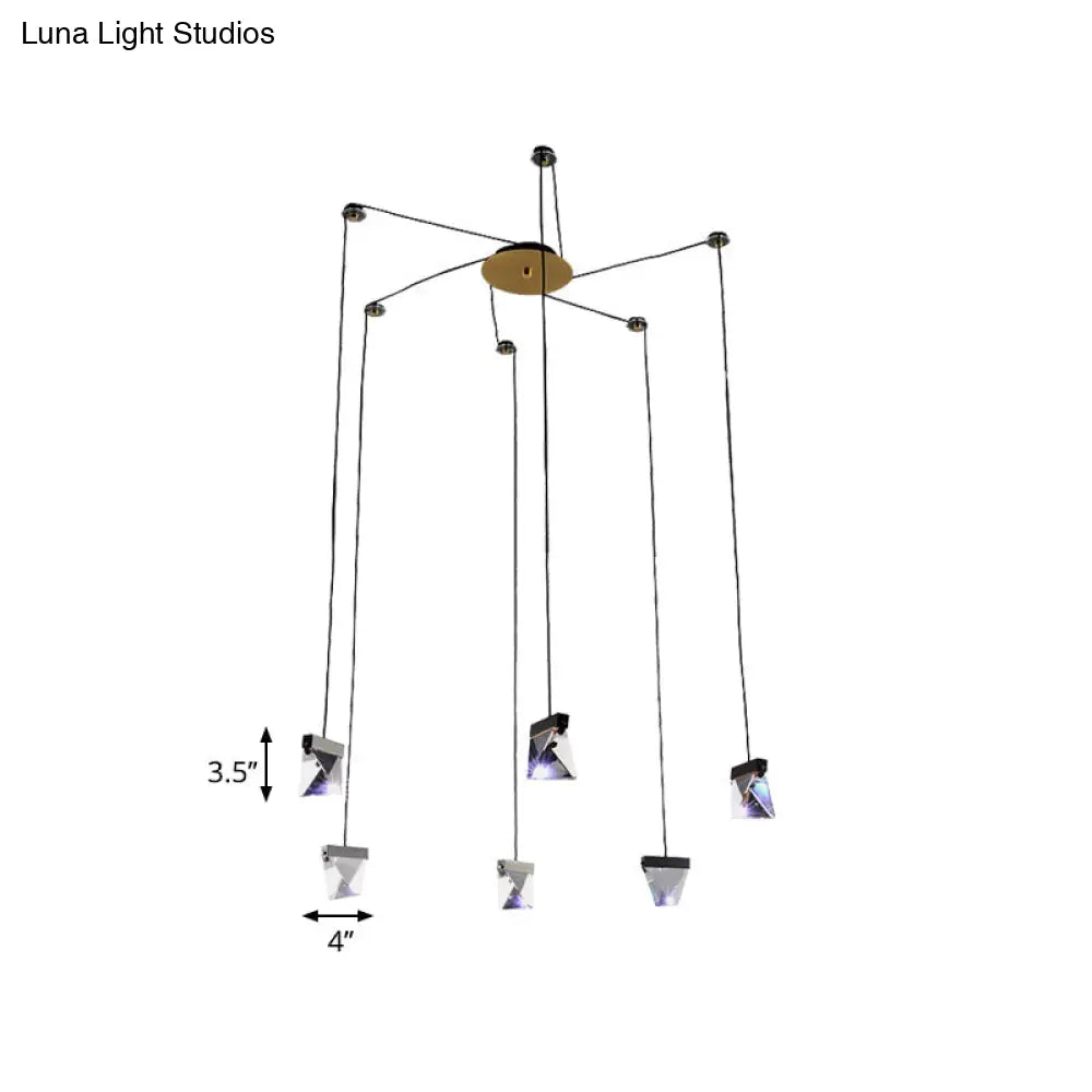 Gorgeous 3/6-Light Gem Multi Ceiling Pendant Lamp Kit With Led Beveled Crystal And Simple Brass