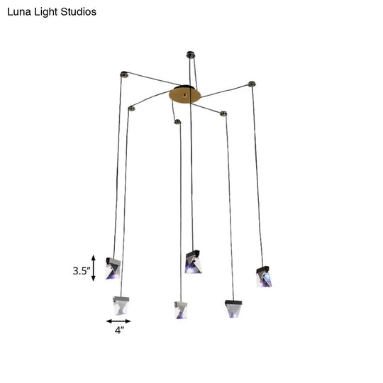 Gorgeous 3/6-Light Gem Multi Ceiling Pendant Lamp Kit With Led Beveled Crystal And Simple Brass