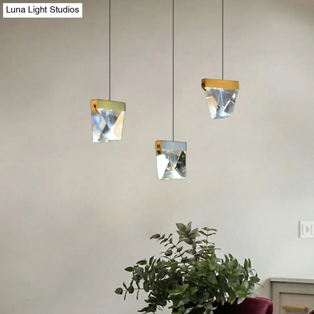 Gorgeous 3/6-Light Gem Multi Ceiling Pendant Lamp Kit With Led Beveled Crystal And Simple Brass