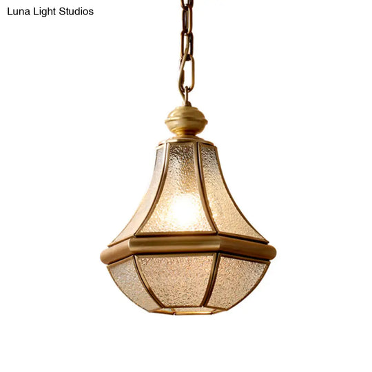 Brass Pendant Light With Colonial Seedy Glass Pear Design - Natural Finish 1-Light Hangs From