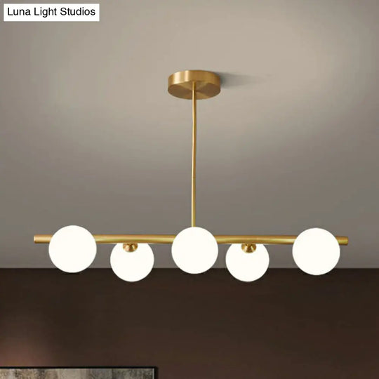 Brass Plated Glass Sphere Island Pendant Light - Modern Hanging Lighting For Dining Room