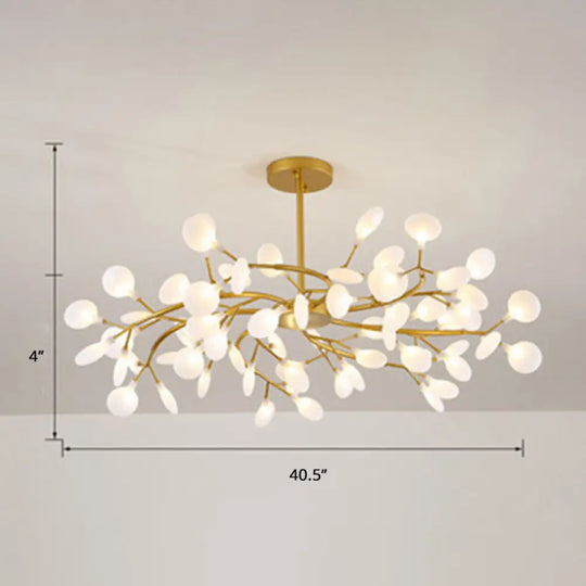 Brass Postmodern Leaf Metal Chandelier Pendant Light - Led Hanging For Living Room 63 / Cream