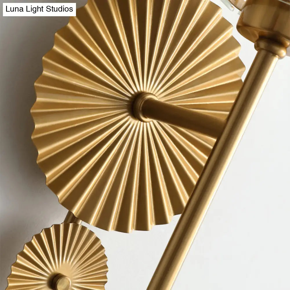 Brass Postmodern Wall Sconce With Prismatic Crystal - Cylindrical Foyer Lighting