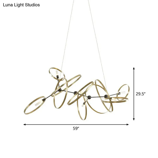 Brass Ring-Shaped Pendant Chandelier With 6 Bulbs Minimalist Lighting For Dining Room Ceiling