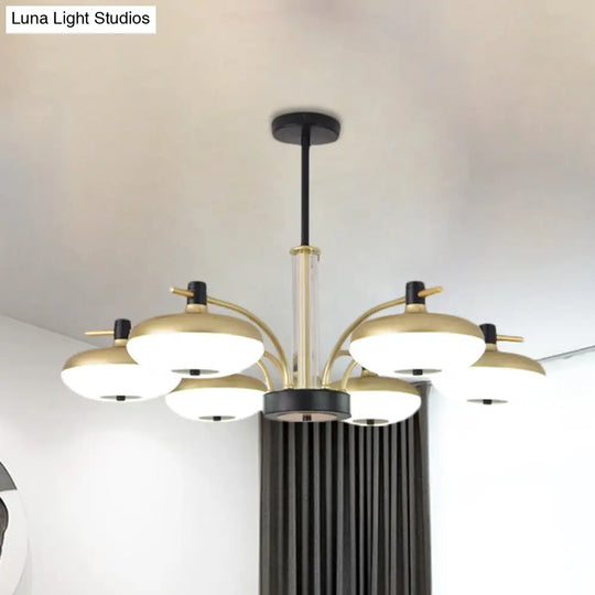 Brass Round Led Ceiling Light: Simple Acrylic Pendant Chandelier For Sleeping Room