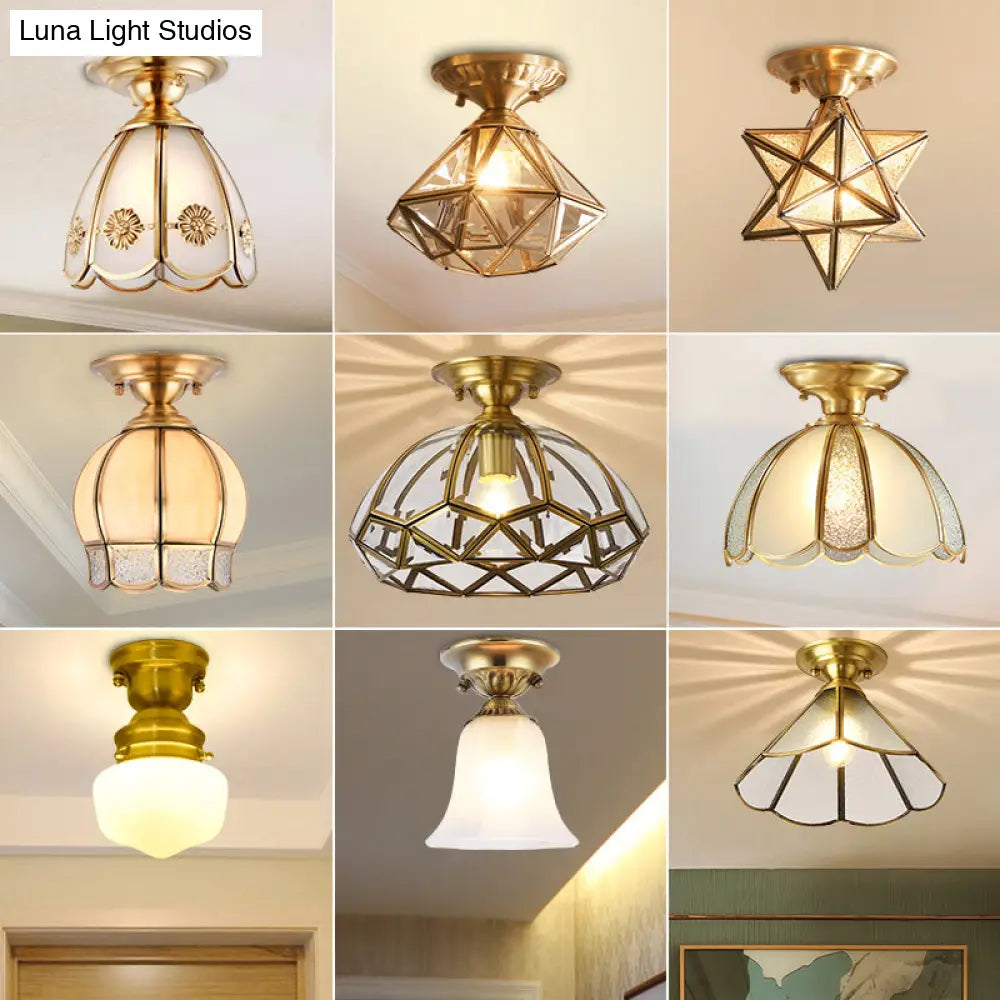 Brass Scallop Semi Flush Mount Ceiling Light