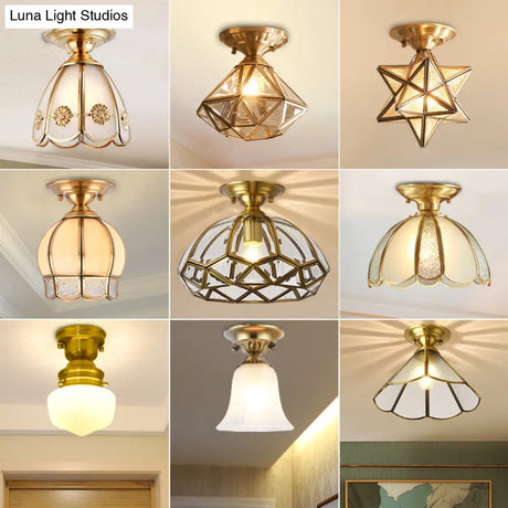 Brass Scallop Semi Flush Mount Ceiling Light