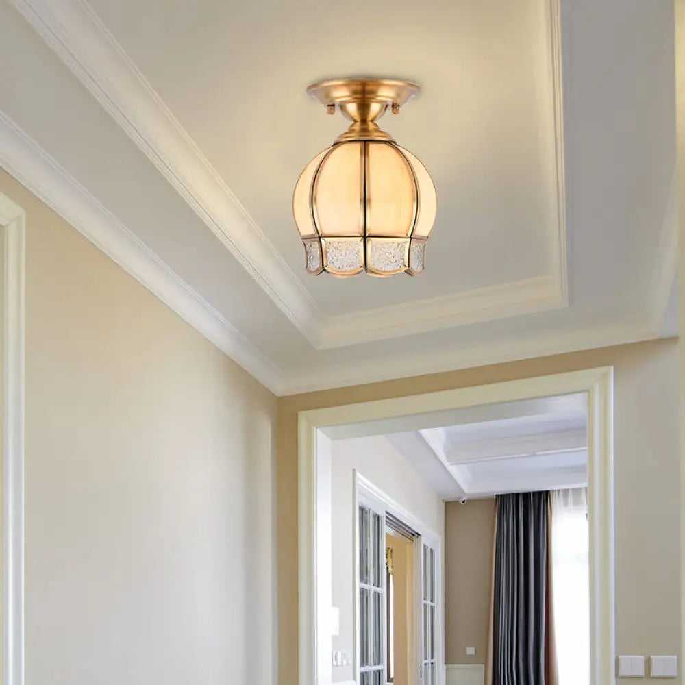 Brass Scallop Semi Flush Mount Ceiling Light / A