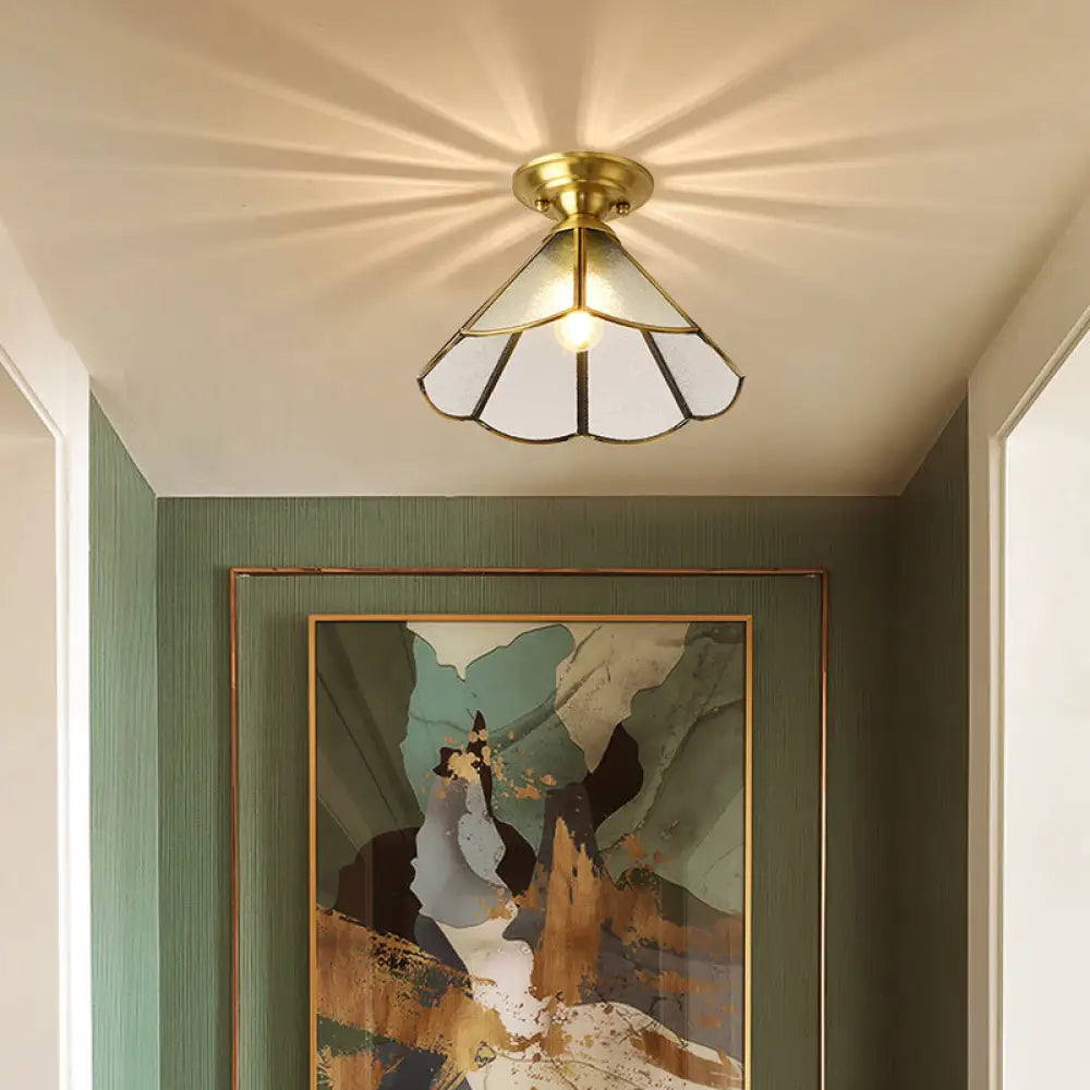 Brass Scallop Semi Flush Mount Ceiling Light / B