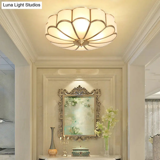 Brass Scalloped Ceiling Lighting - Traditional Metal Flush Mount Light Fixture With 3/4/6 Heads