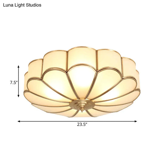 Brass Scalloped Ceiling Lighting - Traditional Metal Flush Mount Light Fixture With 3/4/6 Heads