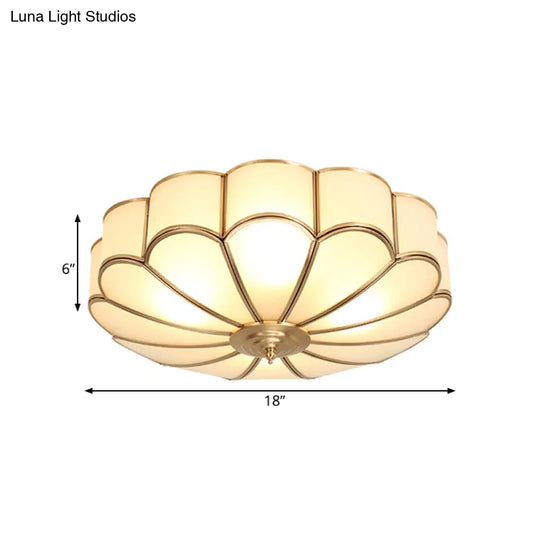 Brass Scalloped Ceiling Lighting - Traditional Metal Flush Mount Light Fixture With 3/4/6 Heads