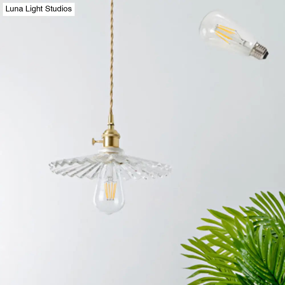 Brass Glass Pendant Light: Vintage Shaded Texture Ideal For Restaurants / A