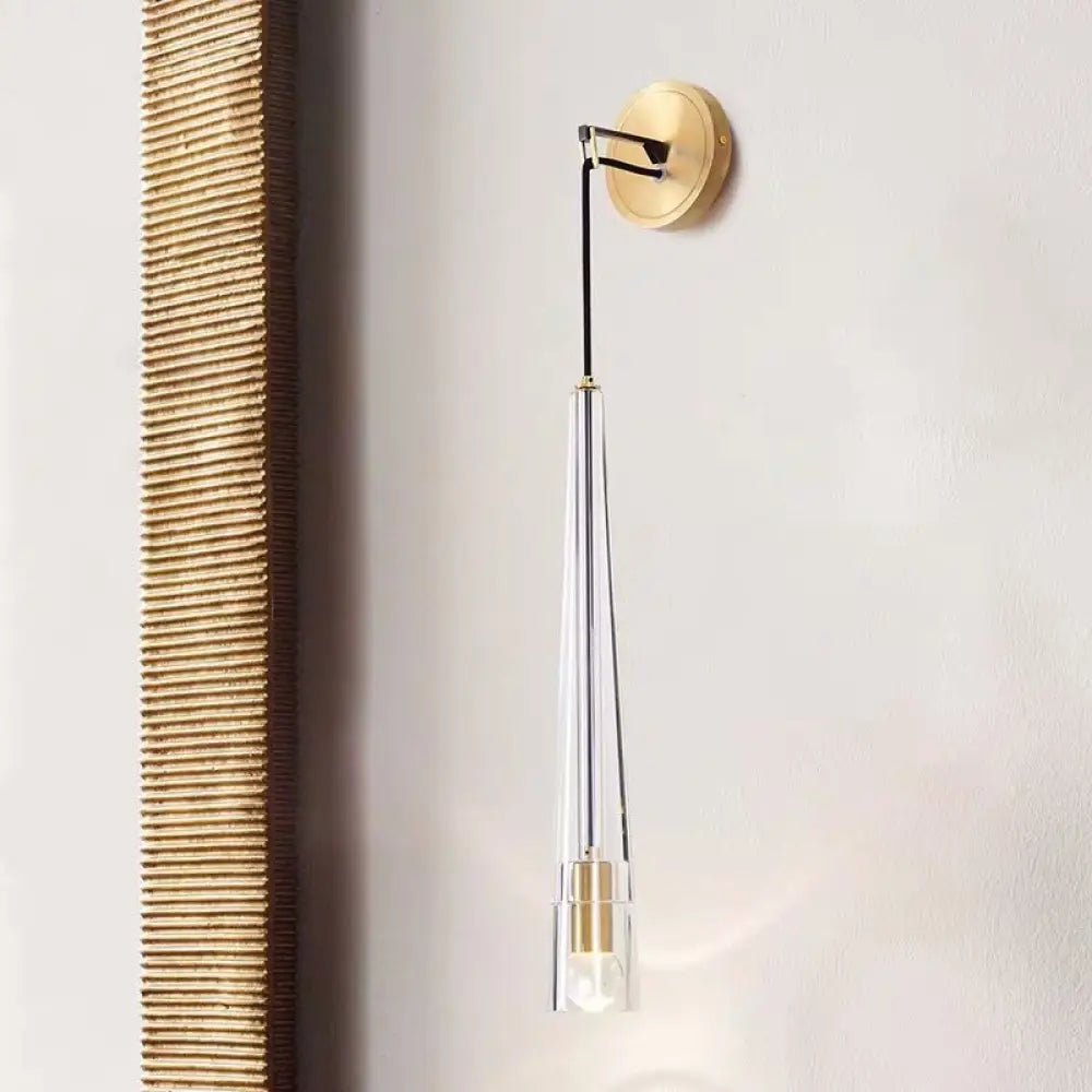 Brass Tradition Cone Sconce: Wall-Mounted Stairway Light Fixture With 1 Bulb