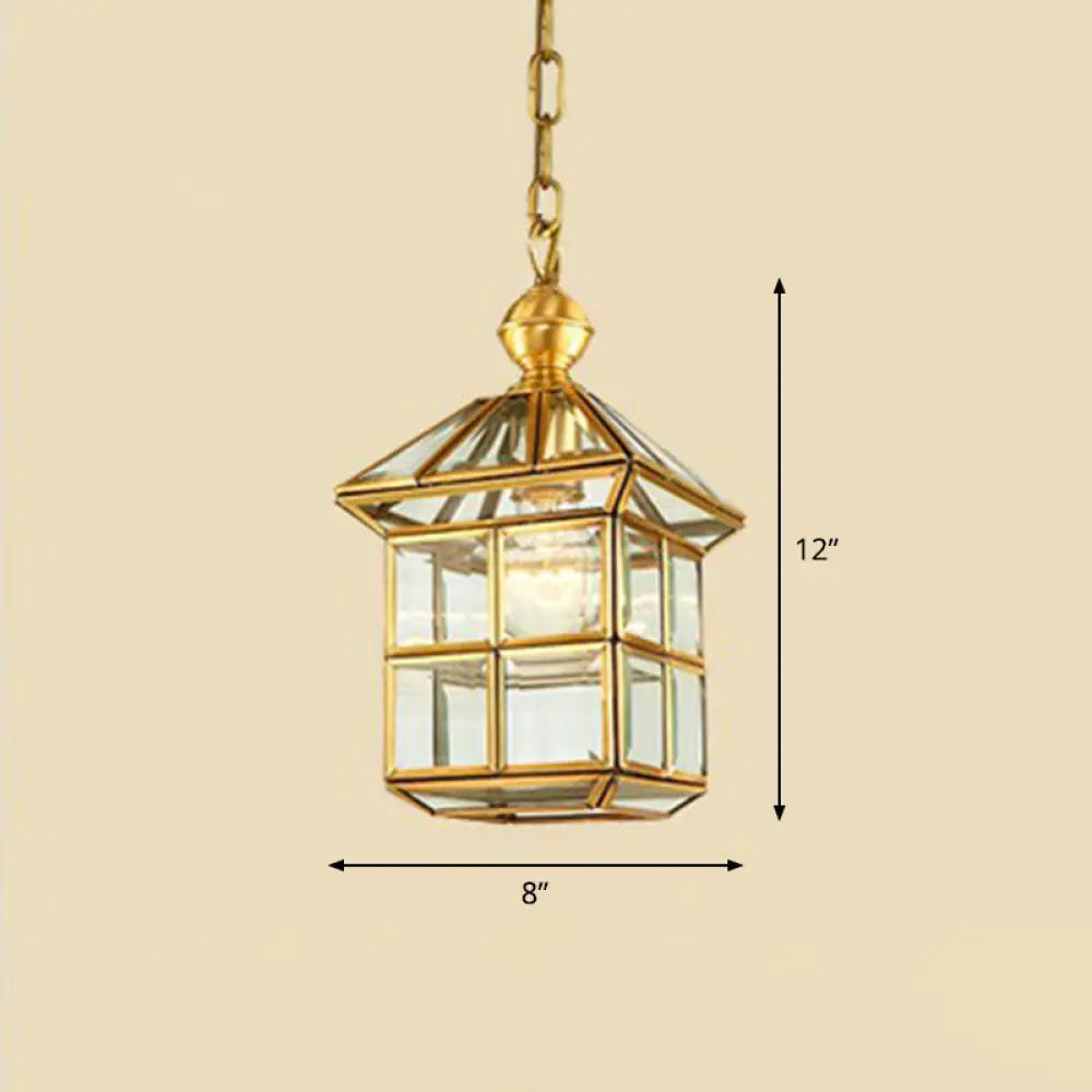 Brass Traditional House Pendant Light - Clear Glass Hanging Lamp For Foyer 1 /