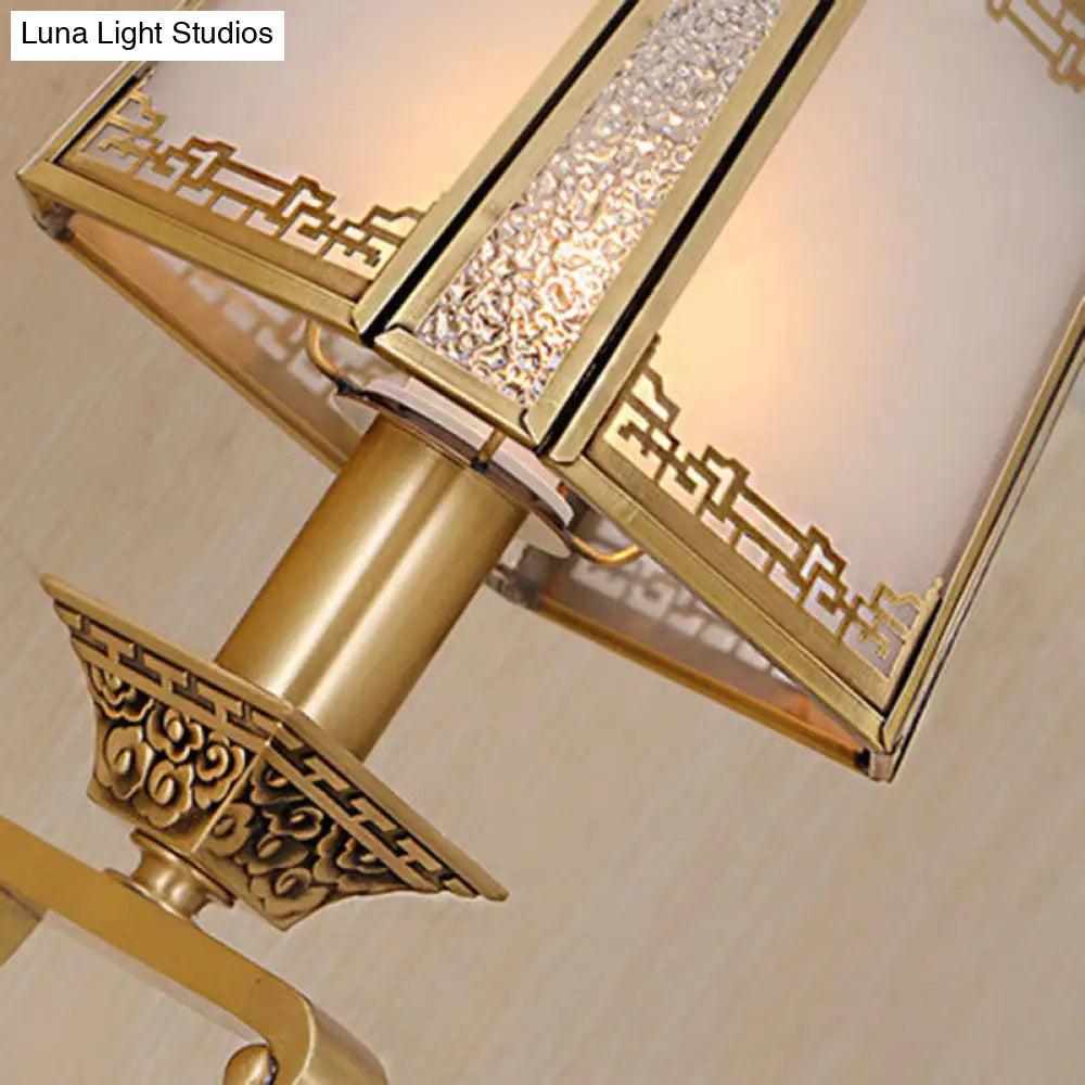 Brass Trapezoid Retro Wall Light Fixture - Stylish 1/2-Light Vanity Lighting For Bedroom