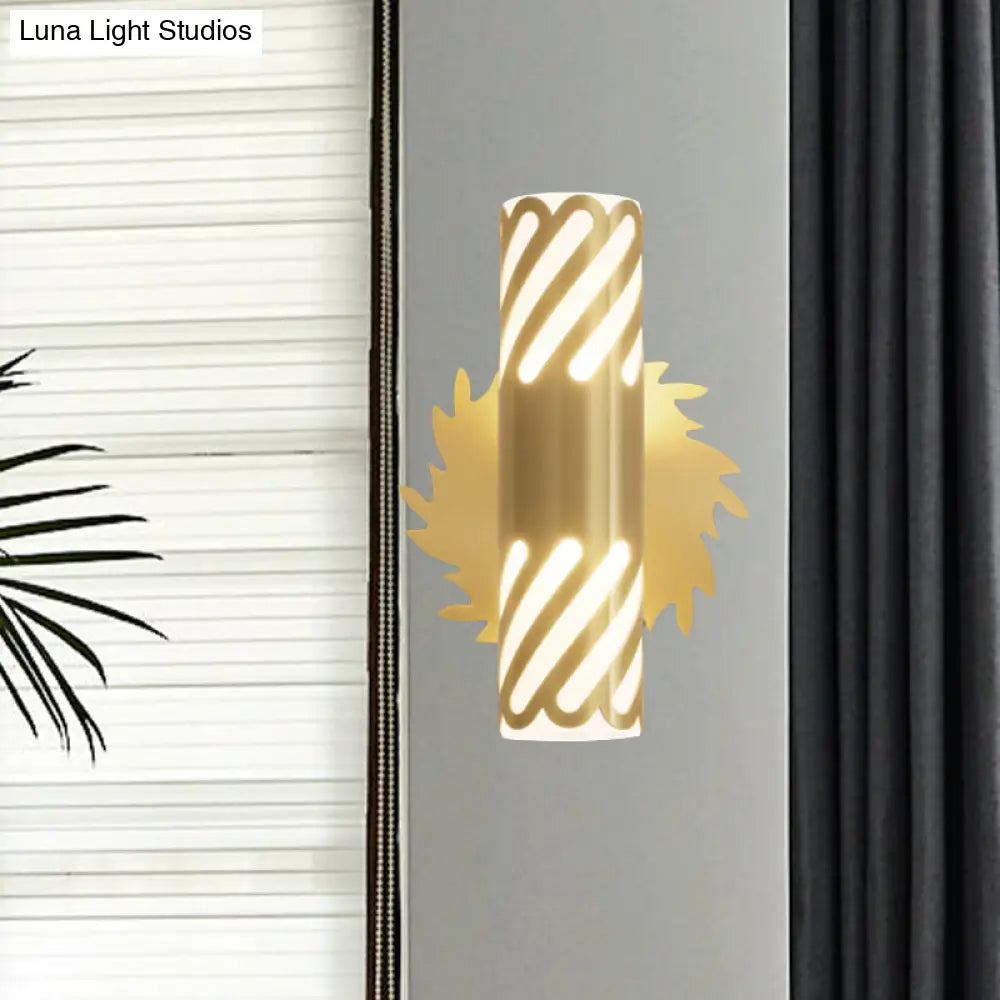 Brass Wall Mount Led Sconce Lamp - Unique Tubular Design For Bedroom Lighting