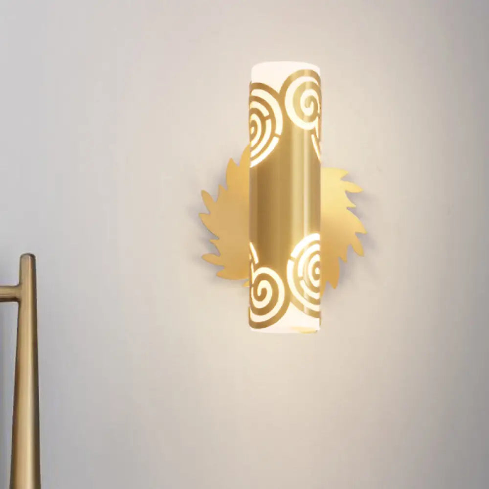 Brass Wall Mount Led Sconce Lamp - Unique Tubular Design For Bedroom Lighting / A