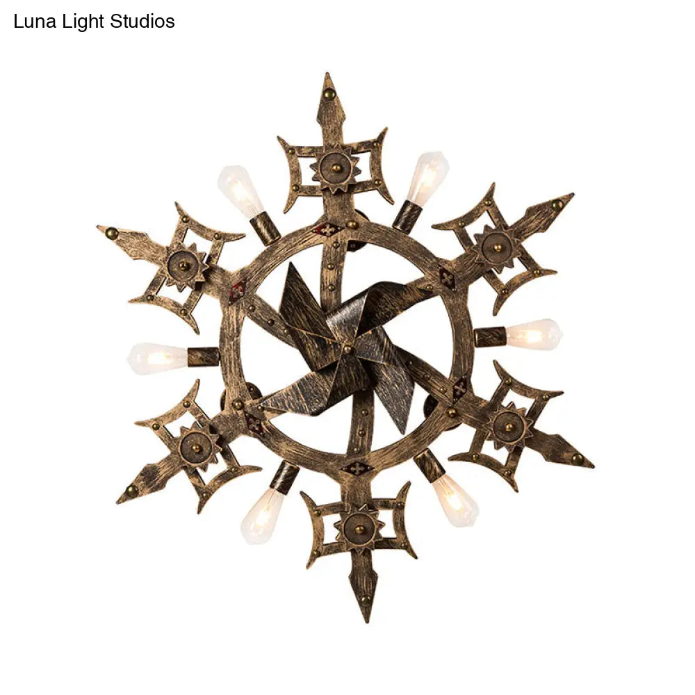 Brass Wall Mounted Windmill Lamp - 6 Heads Sconce For Dining Room