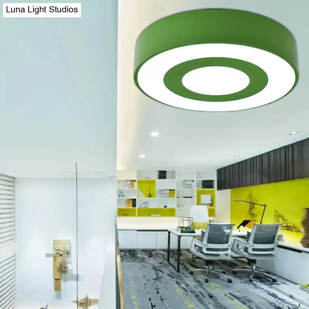 Bright-Colored Acrylic Flush Mount Ceiling Light For Kindergarten With Kids’ Concentric Circle