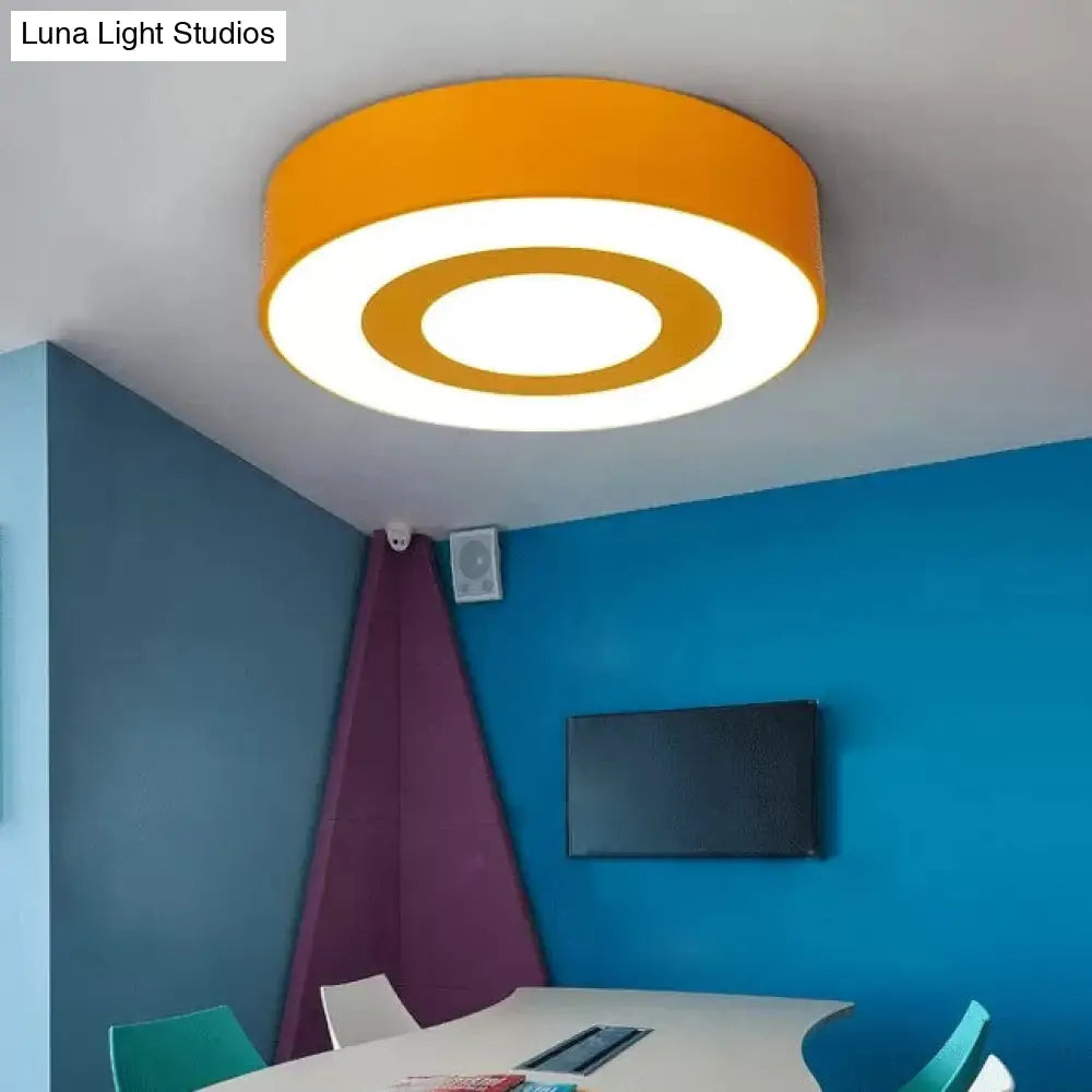 Bright-Colored Acrylic Flush Mount Ceiling Light For Kindergarten With Kids Concentric Circle Design