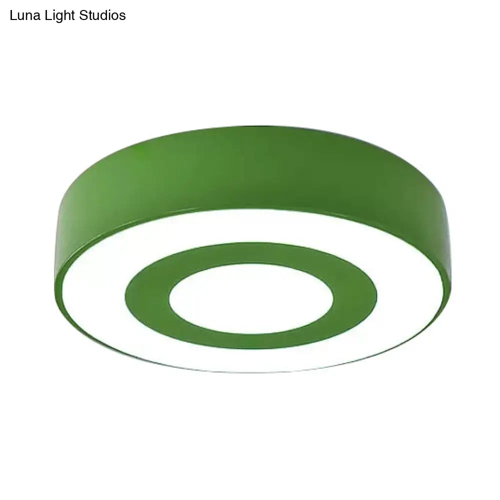 Bright-Colored Acrylic Flush Mount Ceiling Light For Kindergarten With Kids Concentric Circle Design